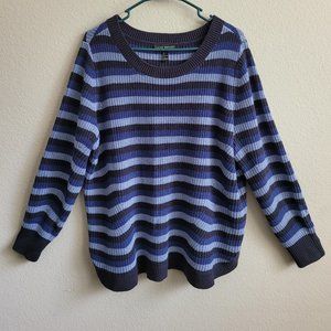 Lane Bryant Crochet Sweater Blue Strips. Plus Size 14-16.